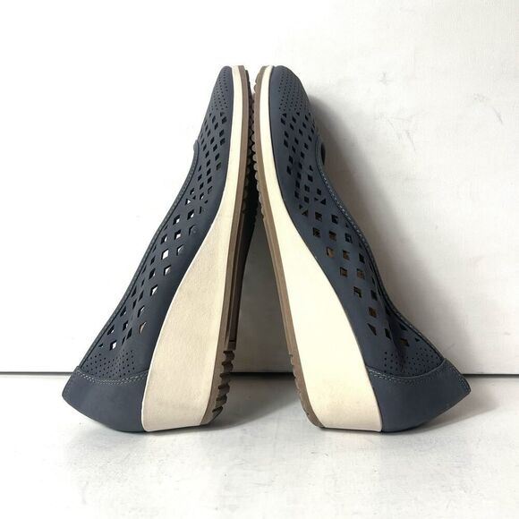 Naturalizer Womens 9.5M Comfort Casual Blue/Gray Faux Leather Slip On Wedge Shoe - Picture 5 of 11